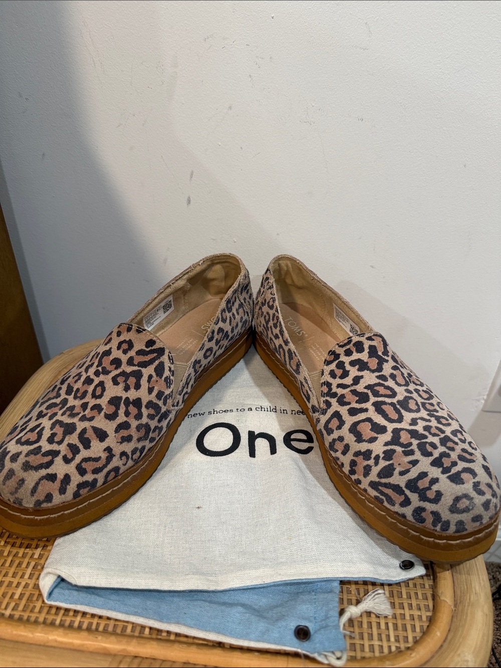 Toms Leopard Print Slip-On Loafers in Tan and Black